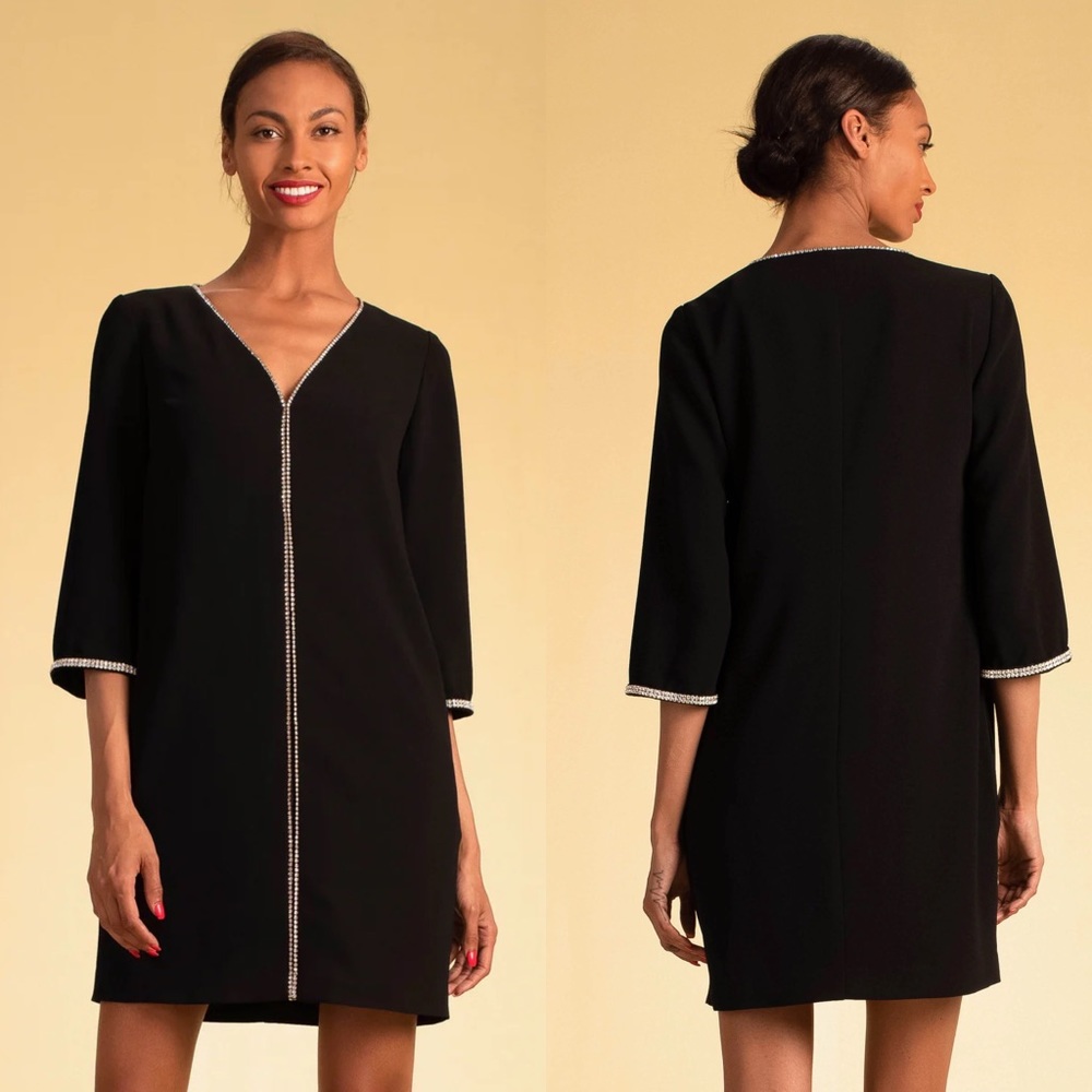 Trina Turk Black Mini Dress with Silver Accents